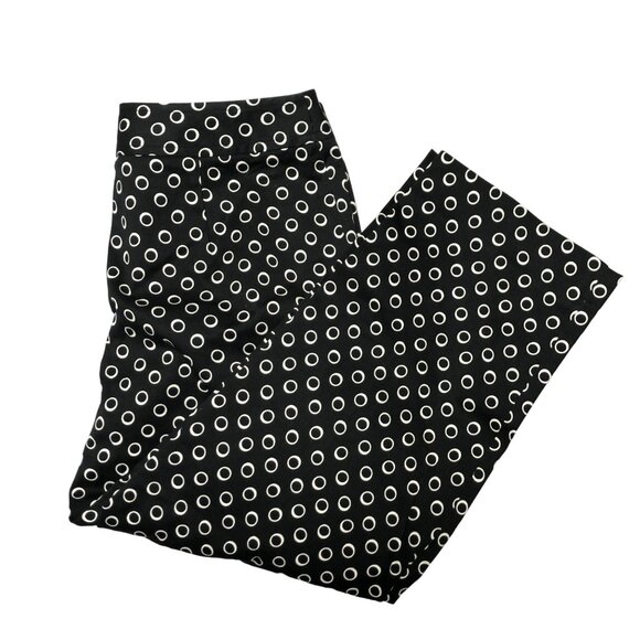 Rafaella Crop Pants Womens Size 8P Black White Circles Pull On Stretch Capri - Picture 1 of 6